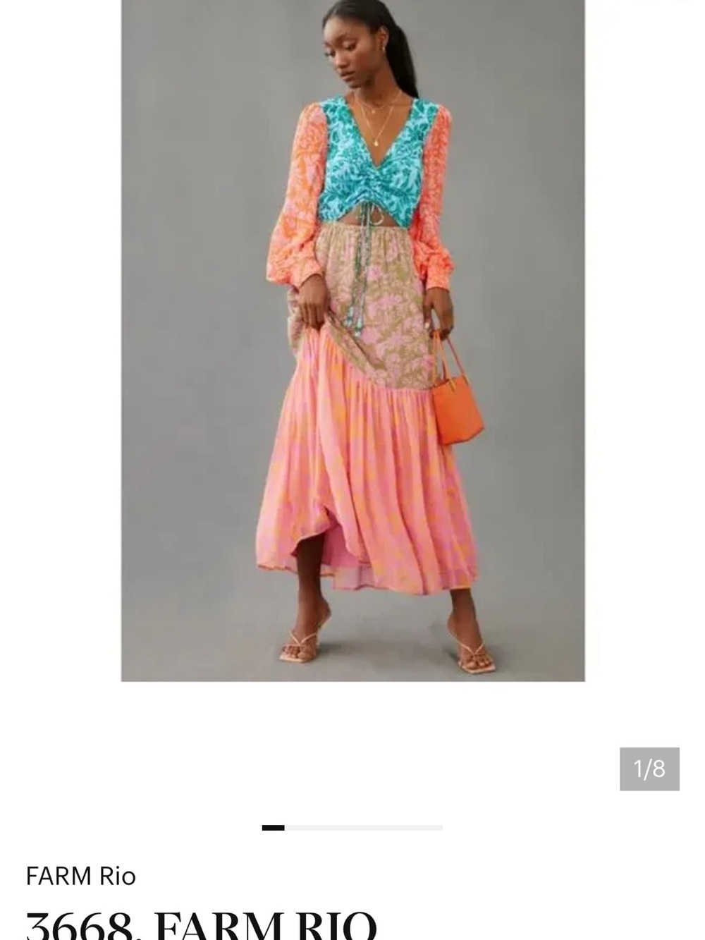 3668. FARM RIO ANTHROPOLOGIE Colorblock
Printed Maxi Dress in PinkCombo Sz M$260 - Picture 4 of 8